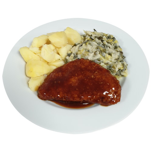 Cordon bleu (k) kippenjus prei met saus aardappelen gekookt